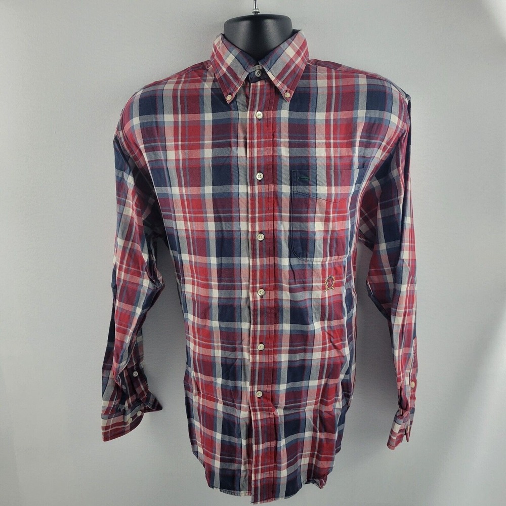 Vintage‎ Tommy Hilfiger Dress shirt button down S Flannel 426 mens red plaid